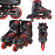 Winmax KINETIK kids inline skate combo set red with adjustable skates and safety gear