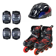 Winmax KINETIK kids inline skate combo set red with adjustable skates and safety gear