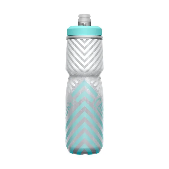 Podium® Chill™ Outdoor 24oz Bike Bottle Grey/Teal Stripe - Image 2