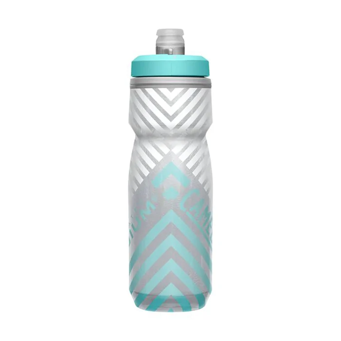 Podium® Chill™ Outdoor 21oz Bike Bottle, Grey/Teal Stripe - Image 2