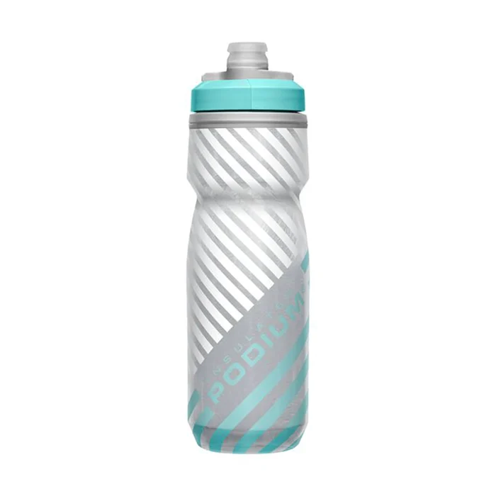 Podium® Chill™ Outdoor 21oz Bike Bottle, Grey/Teal Stripe - Image 3