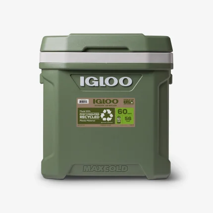IGLOO-Ecocool Latitude 60 Qt Roller Cooler - Vintage Green