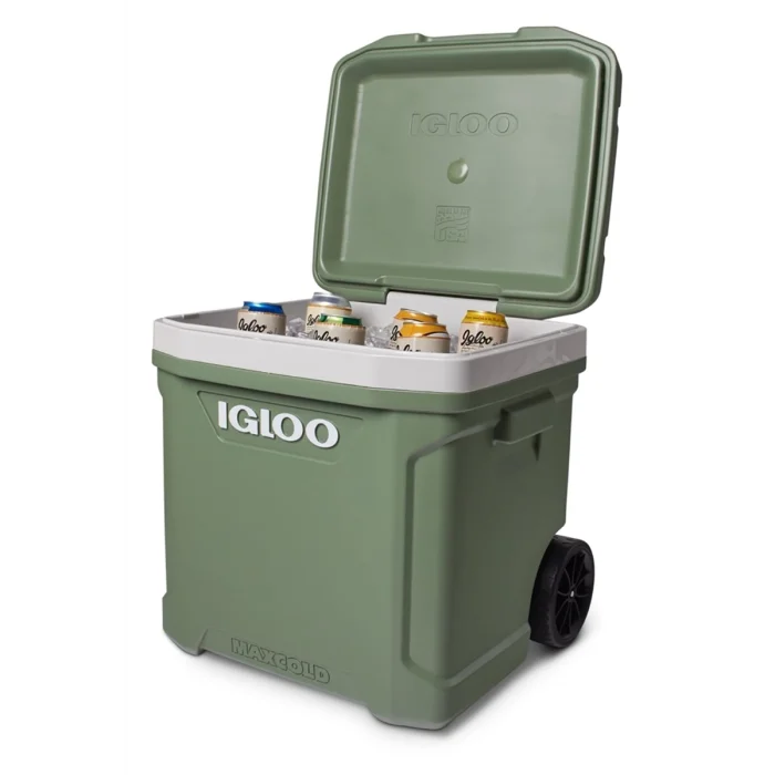 IGLOO-Ecocool Latitude 60 Qt Roller Cooler - Vintage Green - Image 2