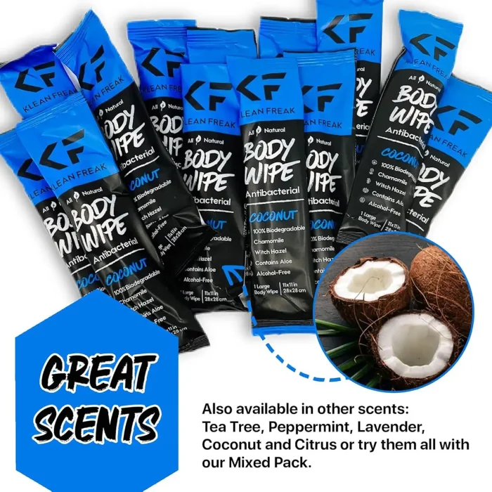 Klean Freak - Body Wipes - Dozen Pack - Coconut - Image 2