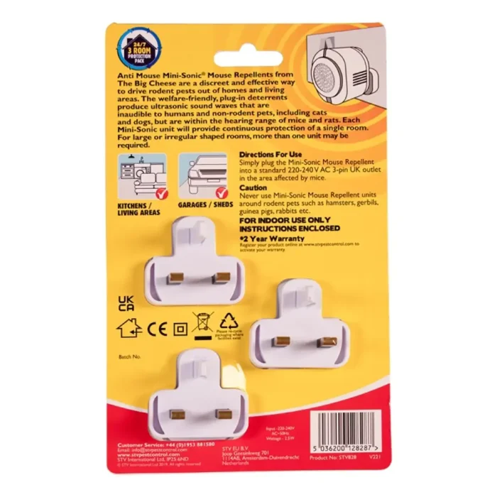 STV  Mini-Sonic Mouse Repellent - 3-Pack - Image 4