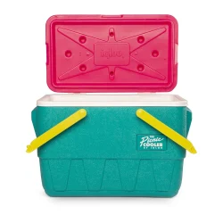 IGLOO-Retro Jade 25 Qt Lunch Picnic Basket Cooler - Dark Jade /Bold Magenta /Livewire Yellow - Image 2