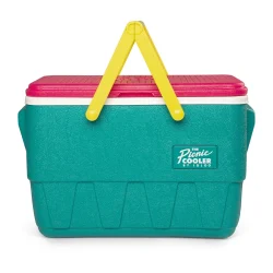 IGLOO-Retro Jade 25 Qt Lunch Picnic Basket Cooler - Dark Jade /Bold Magenta /Livewire Yellow - Image 4