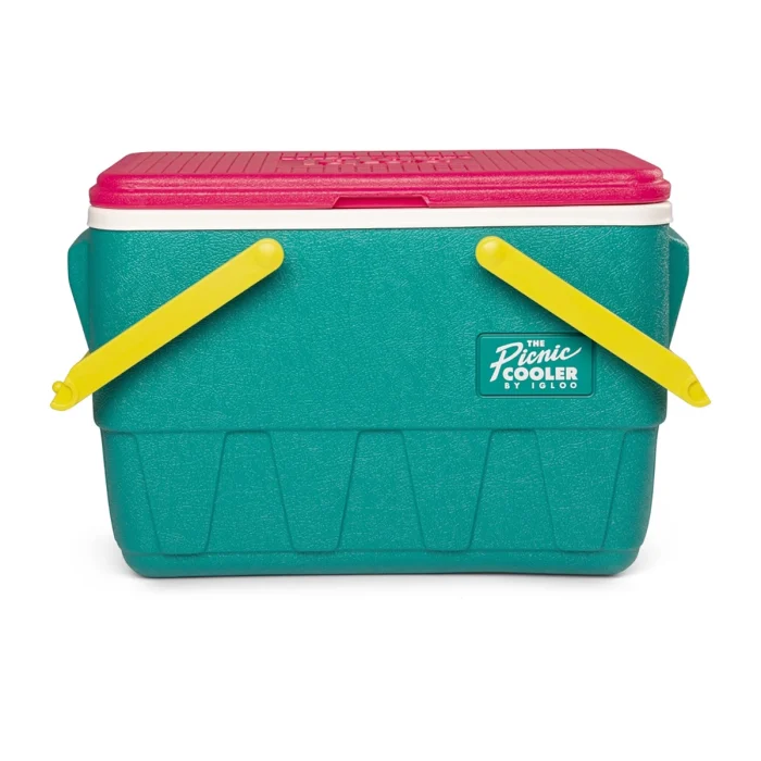 IGLOO-Retro Jade 25 Qt Lunch Picnic Basket Cooler - Dark Jade /Bold Magenta /Livewire Yellow - Image 5