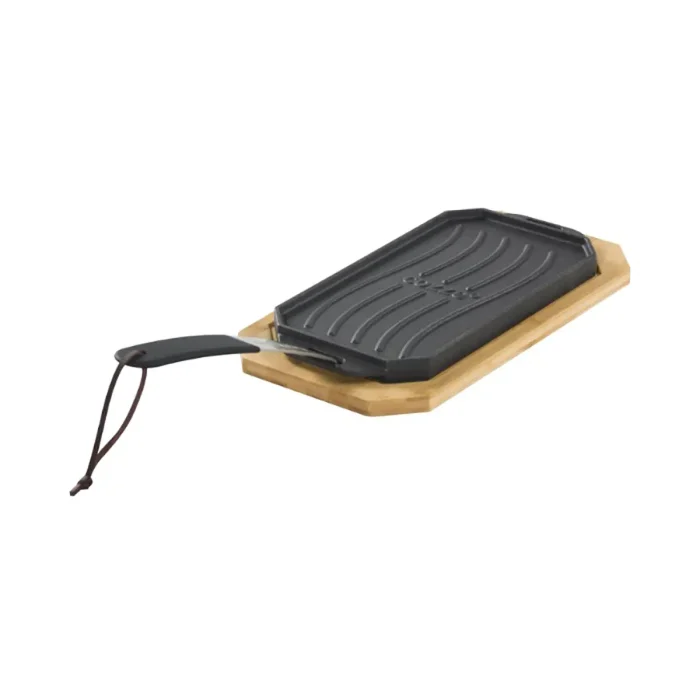Reversible cast iron pan with wooden tray 165x330 mm - Image 2
